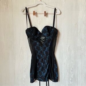 Blue and Black Lace Lingerie